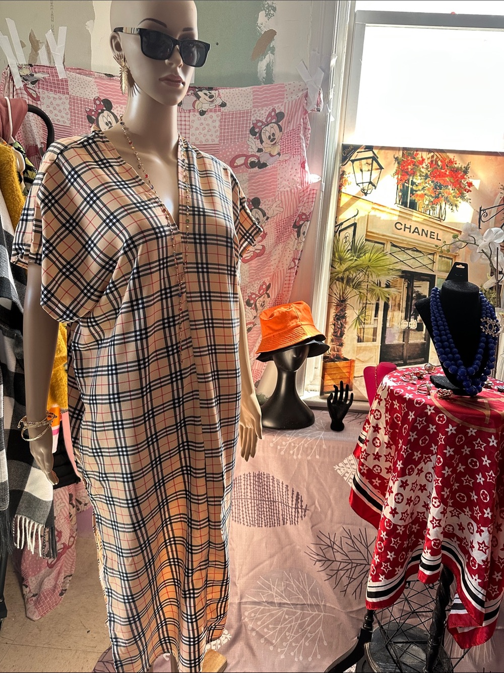 Plaid V-Neck Maxi Dress by